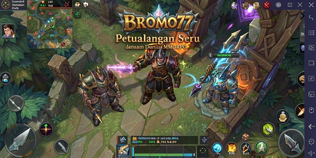 Screenshot BROMO77 menampilkan aksi pertempuran seru di dunia MMORPG.