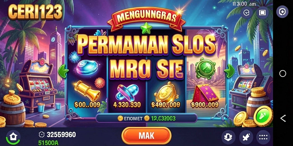 Tampilan gameplay CERI123 dengan gulungan slot yang menarik.