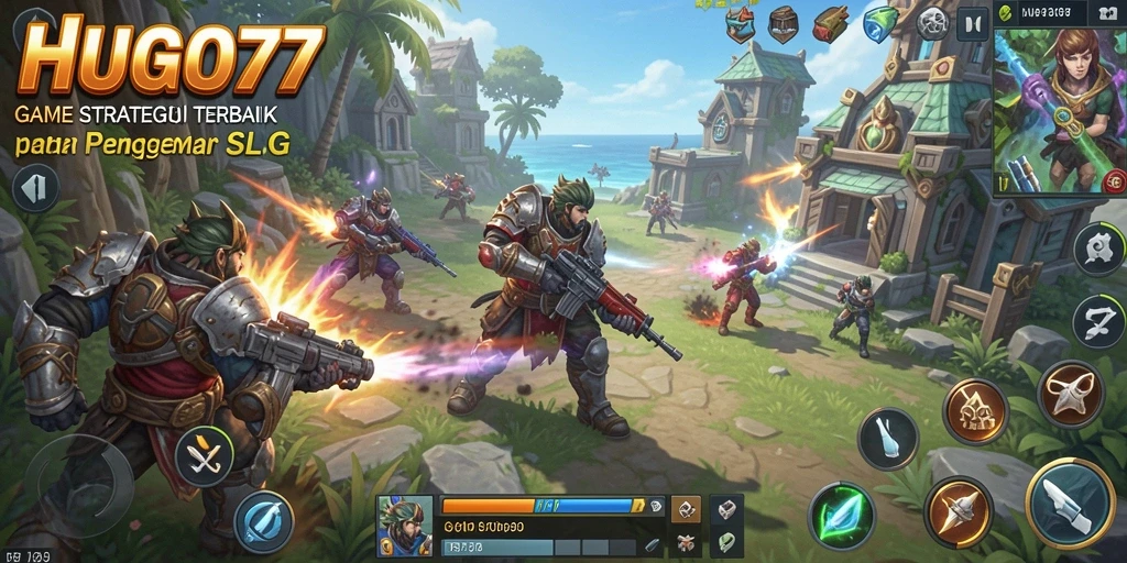 Tampilan gameplay menarik dari HUGO77 dengan aksi strategis yang mendebarkan.
