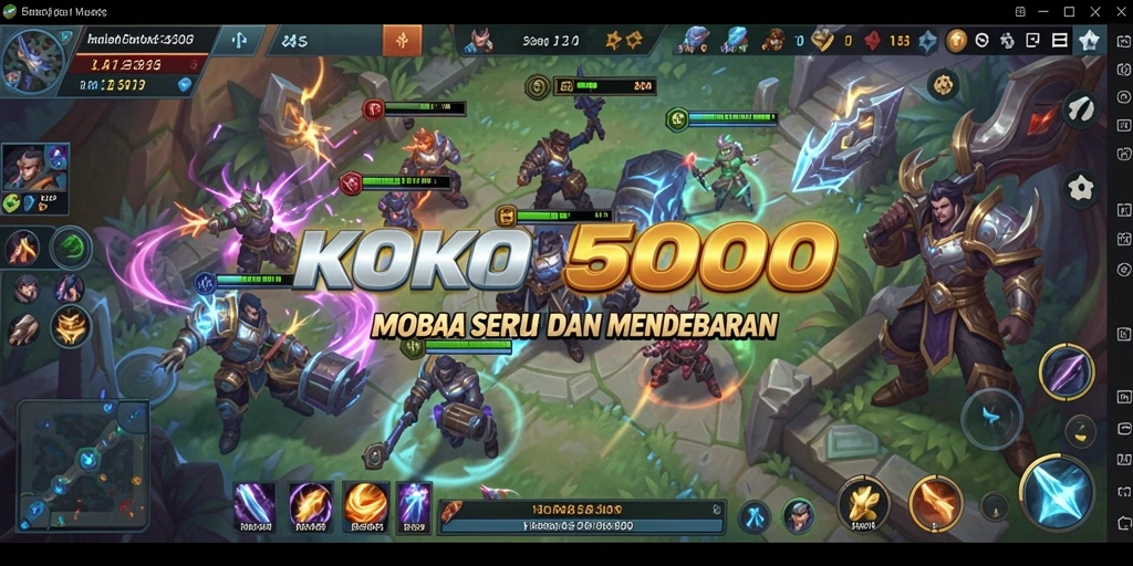 Screenshot gameplay KOKO5000 dengan pertarungan epik antar karakter.