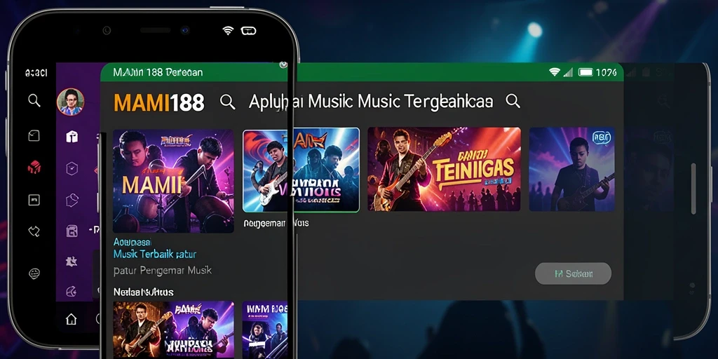 Screenshot utama MAMI188 menampilkan pengguna menikmati berbagai fitur musik.
