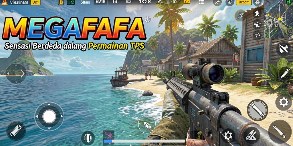 Screenshot utama MEGAFAFA menampilkan aksi pertempuran yang menegangkan.