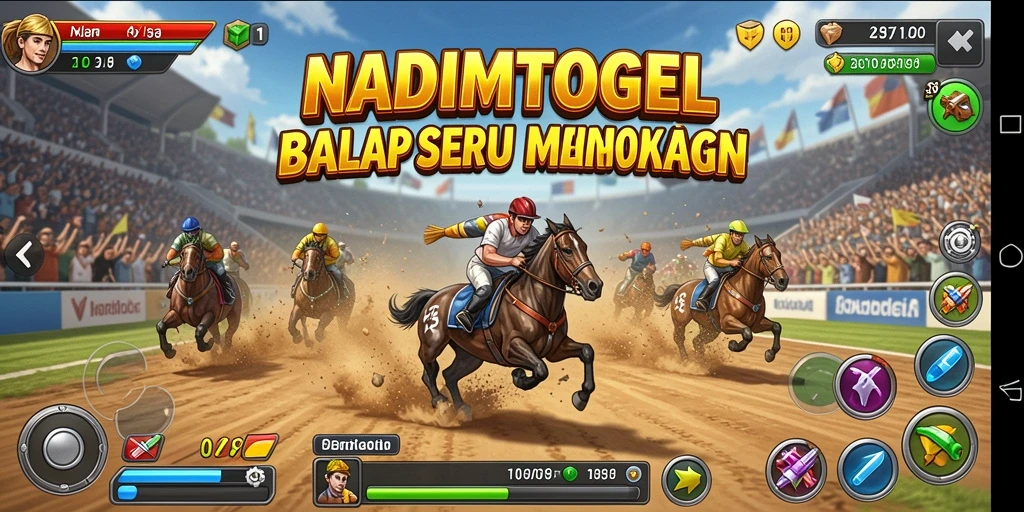 Tangkapan layar gameplay NADIMTOGEL menampilkan aksi balap yang dramatis dan mendebarkan.