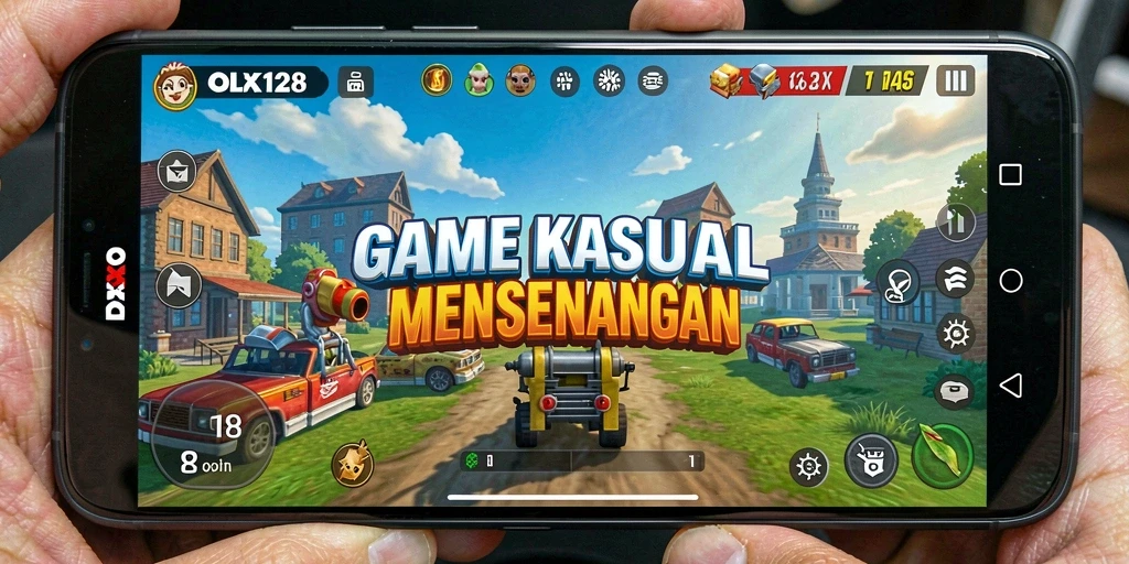 Tampilan gameplay menarik dari OLX128 dengan grafis cerah.