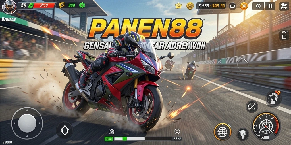 Screenshot menampilkan aksi balap motor yang mendebarkan dalam PANEN88.