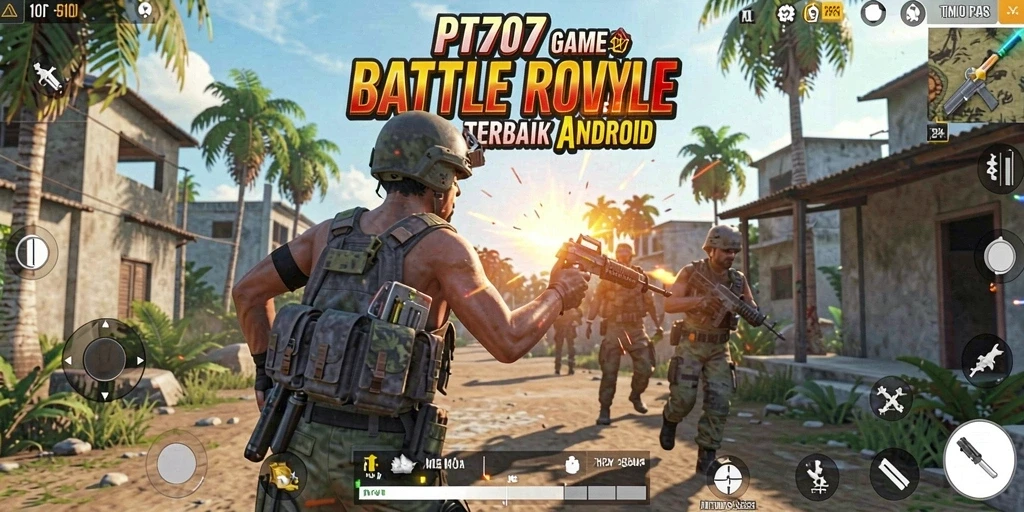 Screen capture menampilkan aksi seru dalam gameplay Battle Royale PT707.
