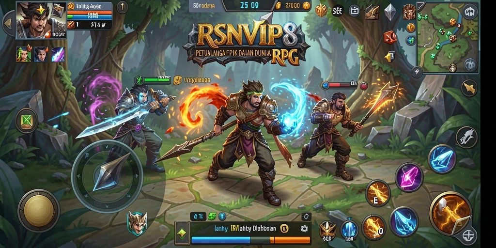 Tangkapan layar gameplay RSNVIP8 yang menampilkan pertarungan epik dan karakter menarik.