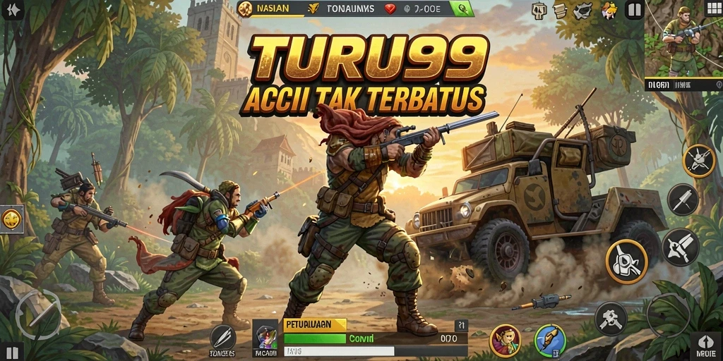 Tampilan gameplay menegangkan dari TURU99 saat melawan musuh.